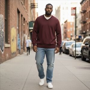 PERFECT L.L.Bean Cotton Cashmere V-Neck Sweater Maroon L | Preppy Minimalist